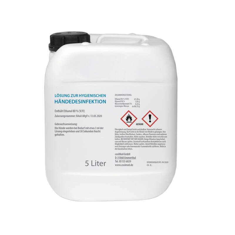 Cosimed Lösung zur Hygienischen Händedesinfektion – 5 Liter – Hauptansicht