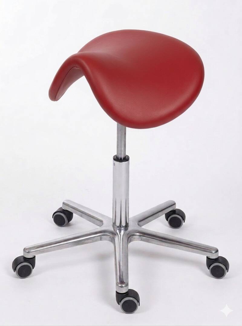 Rollhocker mit Sattelsitz Kunstleder – Produktansicht 2